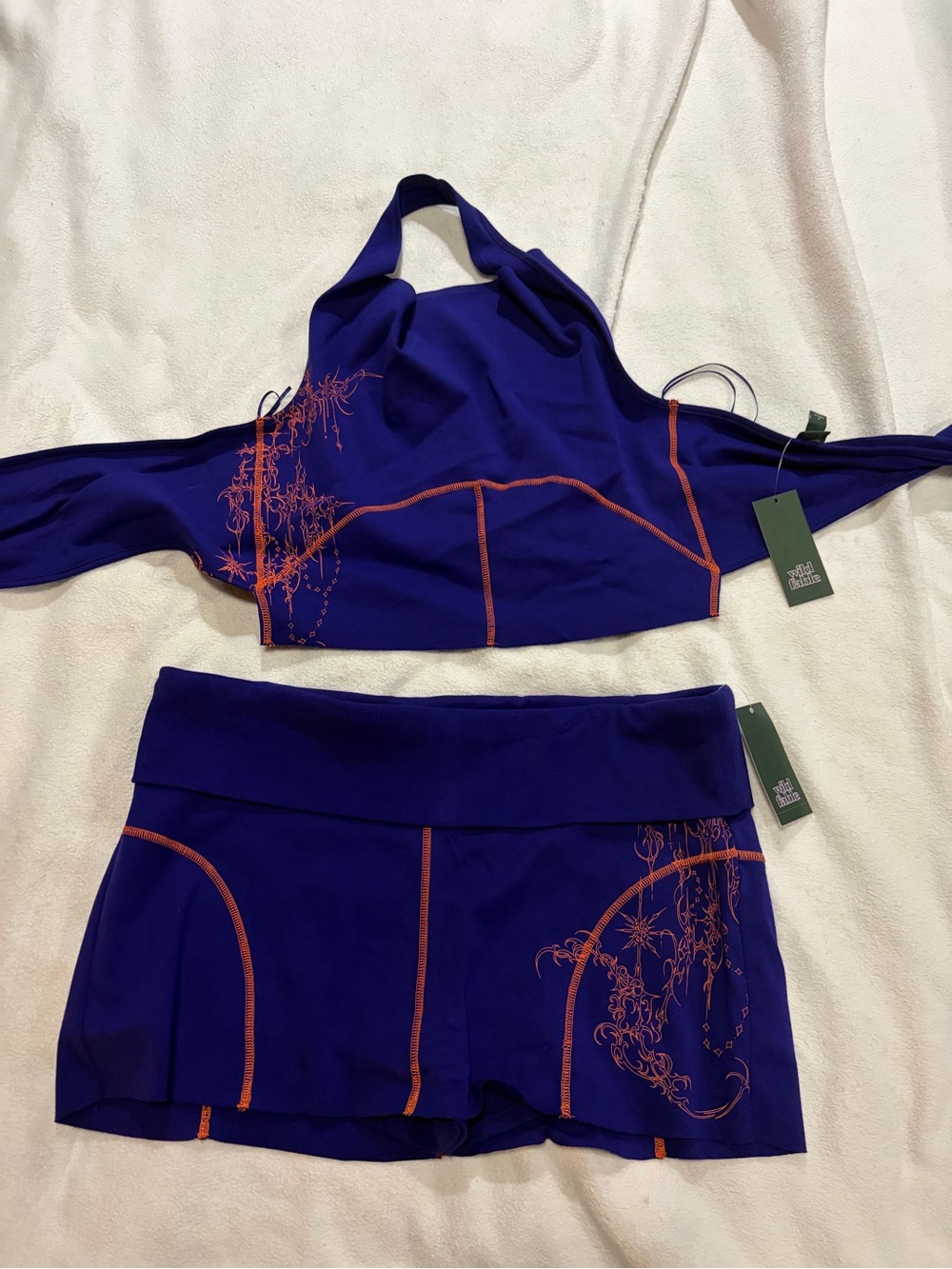 wild fable Purple Skirt Set with Orange Stitching